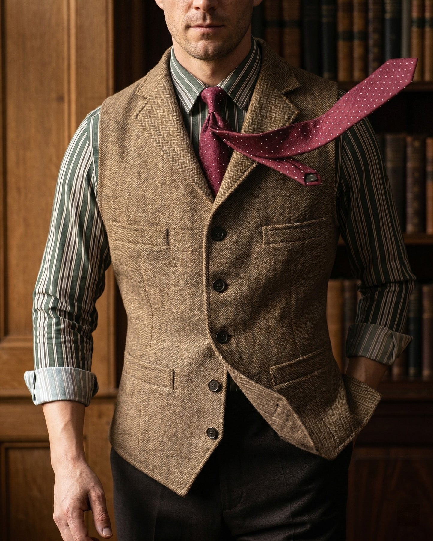 Lucio Herringbone Vest