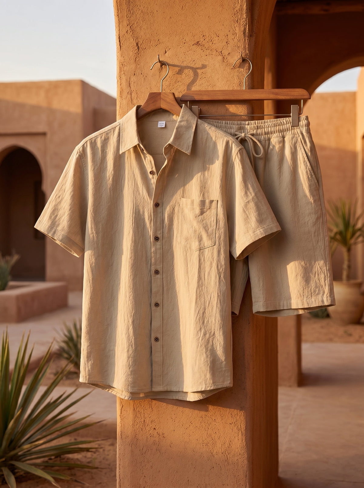 Xavier Linen-Blend Short-Sleeve Set