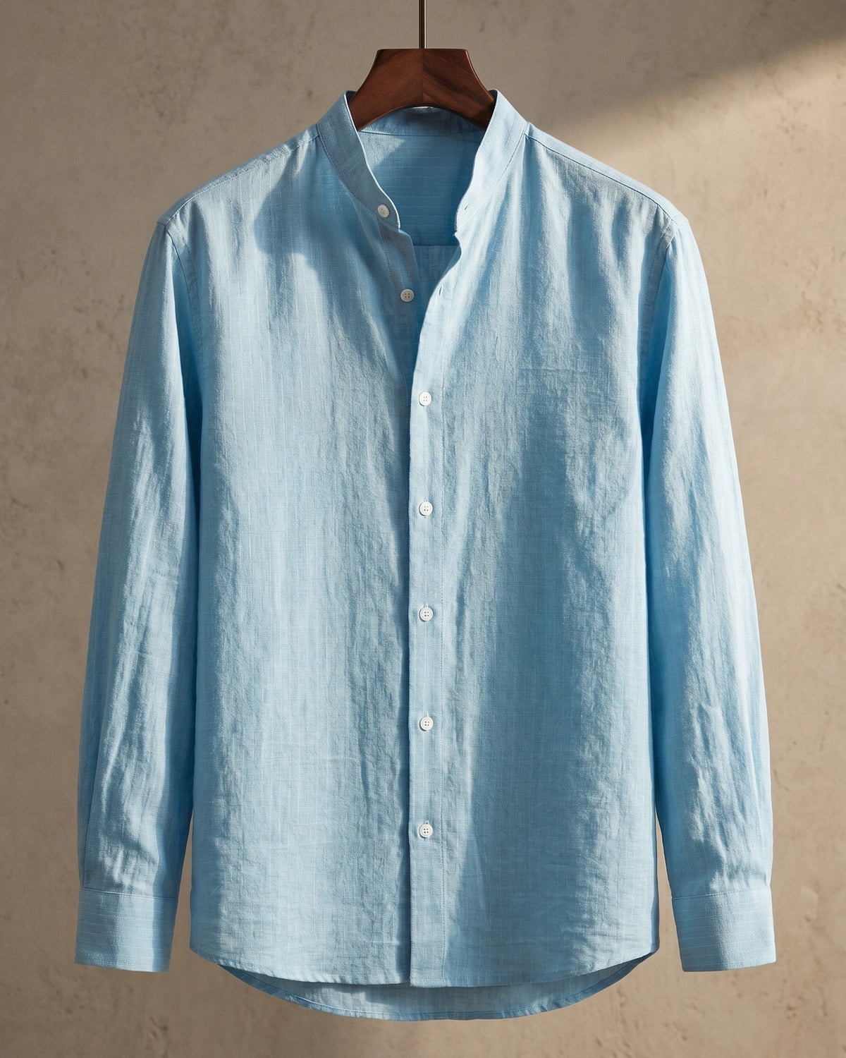 Orazio Linen Blend Mandarin Collar Shirt