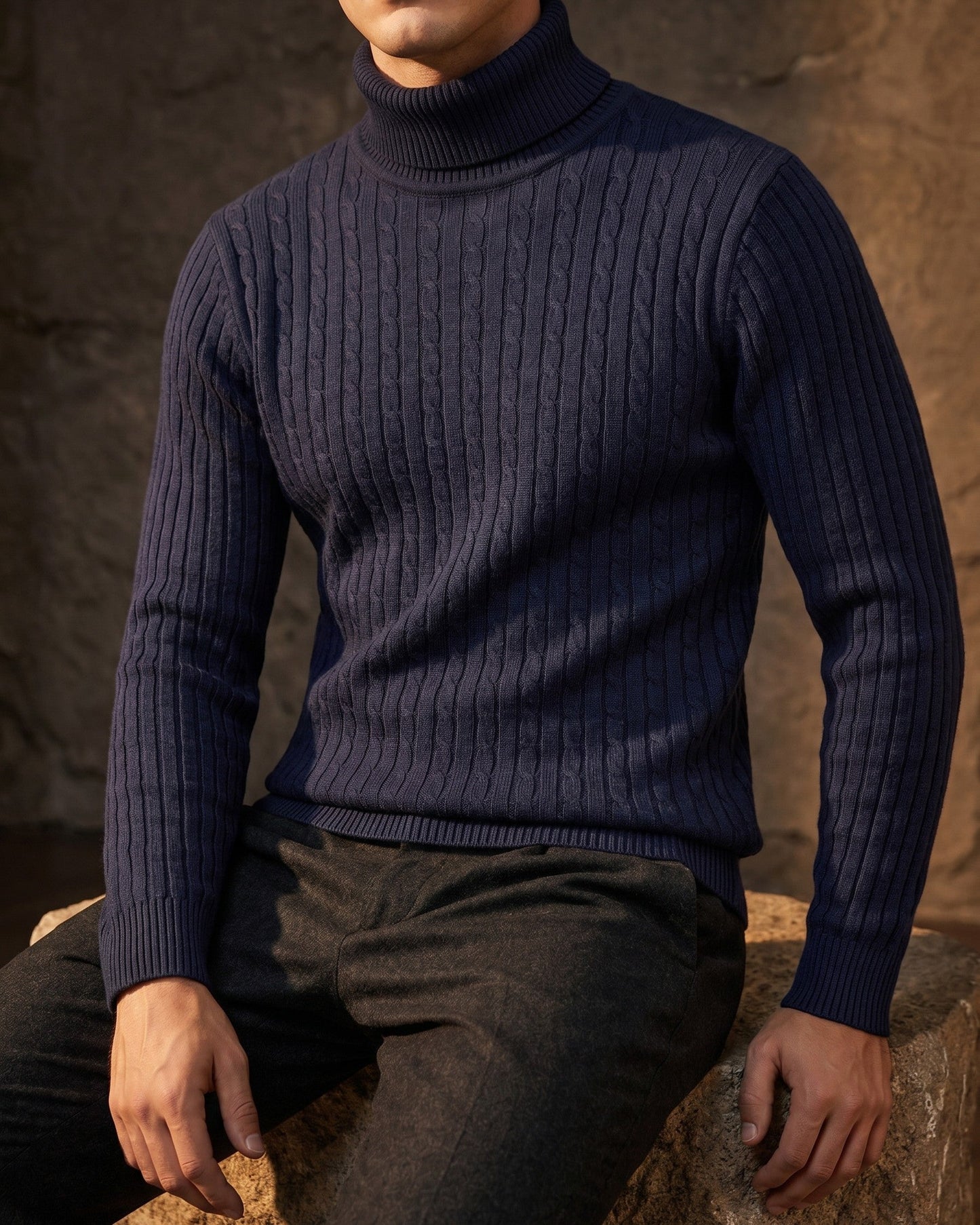 Carlo Cable-Knit Turtleneck Sweater