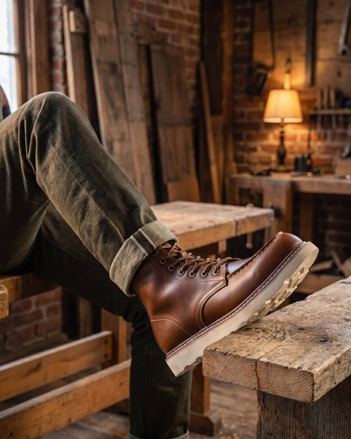 Damiano Leather Moc-Toe Boot