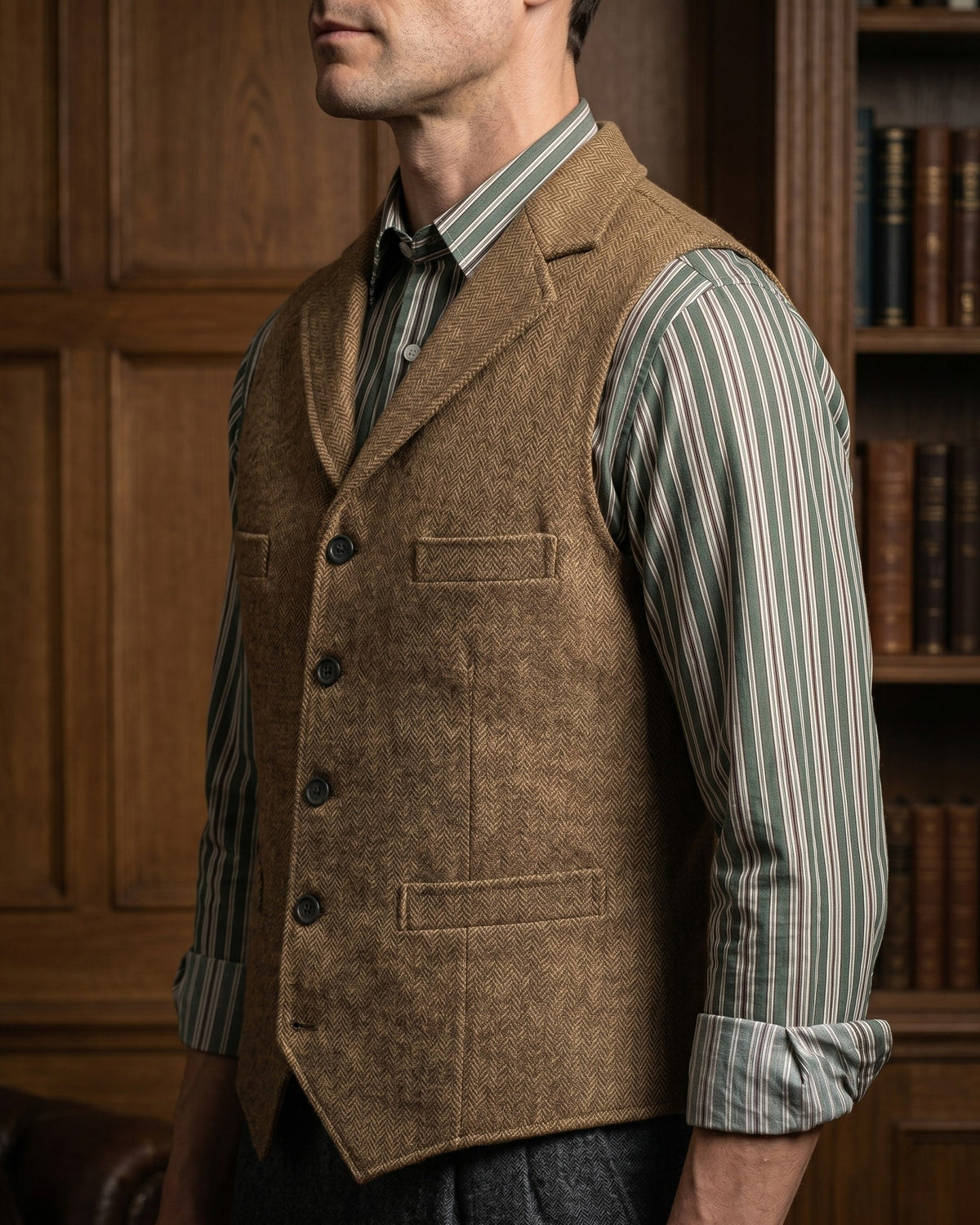 Lucio Herringbone Vest